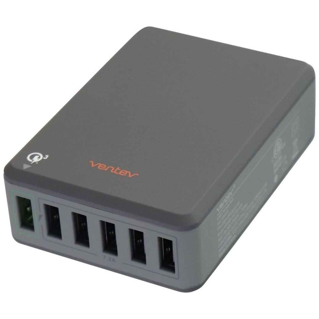 Ventev 10.2-AMP QC 3.0 (6-Port) Rapid USB Charging Hub RQ600 - Gray Image 1