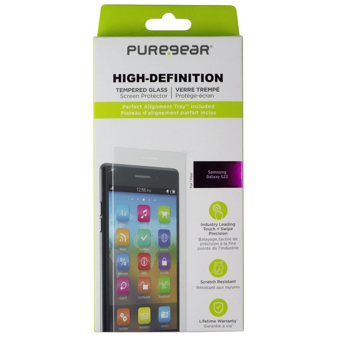 PureGear High-Definition Tempered Glass w/Alignment Tray for Galaxy S22 Image 1