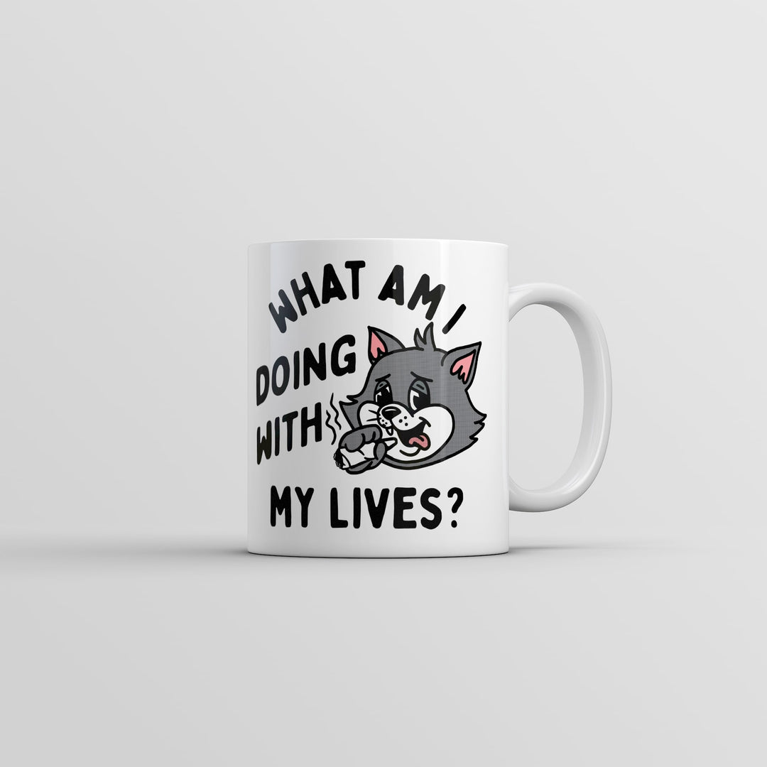 What Am I Doing With My Lives Mug Funny Sarcastic Kitten Coffee Cup-11oz Image 1