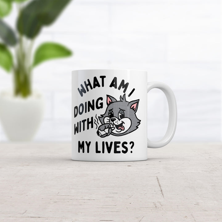 What Am I Doing With My Lives Mug Funny Sarcastic Kitten Coffee Cup-11oz Image 2