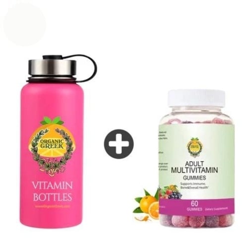 Organic Greek Vitamin Bottles Hydrogen Alkaline Water Filter Pink 800mL Gummies Image 1