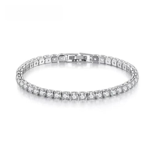 Paris Jewelry 14K White Gold Plated 4 Carat Created White Sapphire Tennis Bracelet Image 1