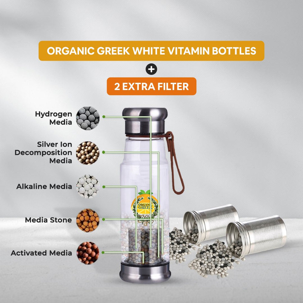 Organic Greek White Vitamin Bottle 500mL Hydrogen Alkaline Water Filter 4in1 Image 2