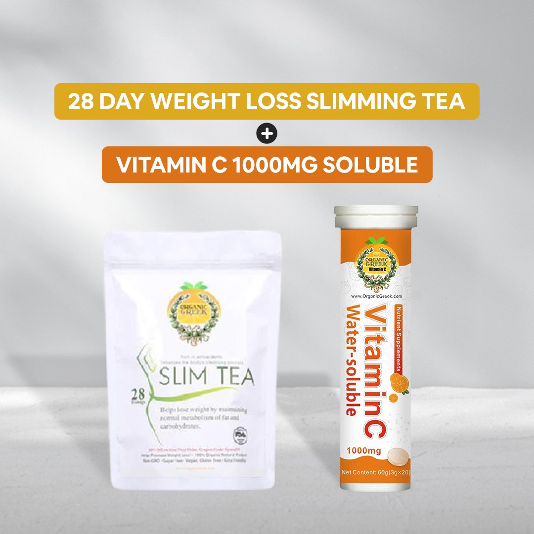 28 Day Slimming Tea and Vitamin C 1000mg Organic Detox Tea Non-GMO Vegan Image 1