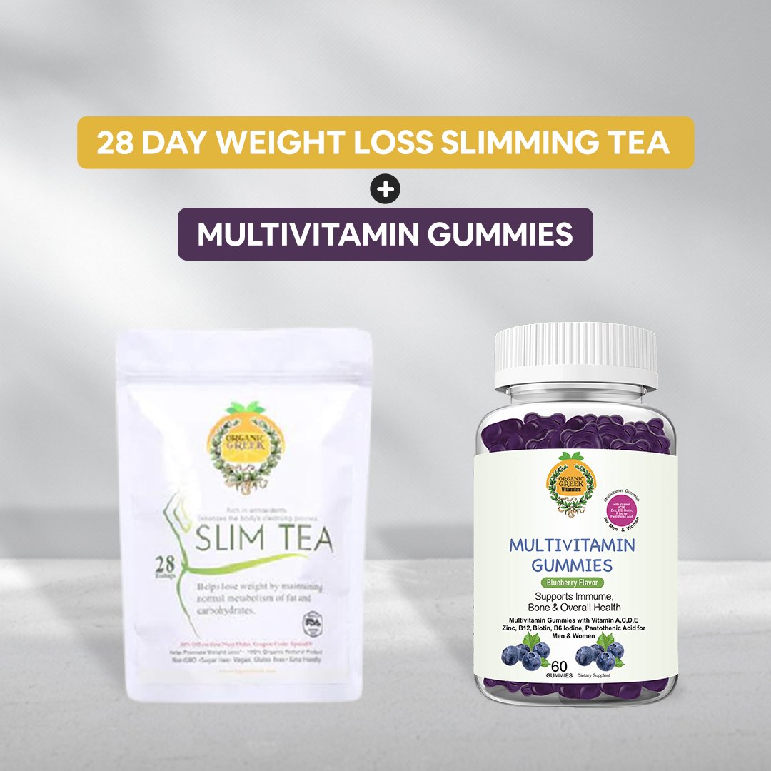 28 Day Organic Slimming Tea and Multivitamin Gummies Keto Sugar-Free Gluten-Free Image 1