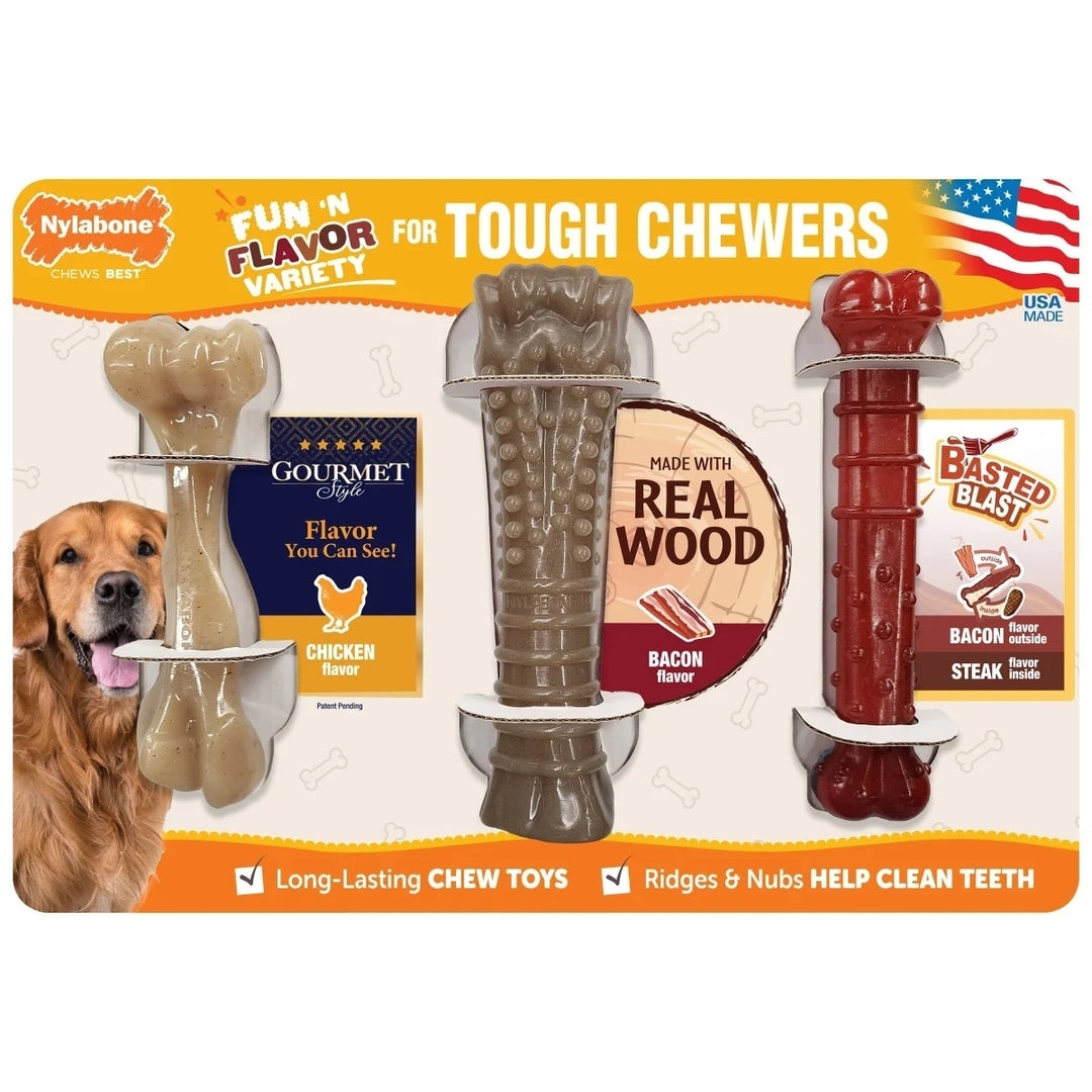 Nylabone Tough Dog Chew Fun N Flavor Variety Pack 3 Count Image 1