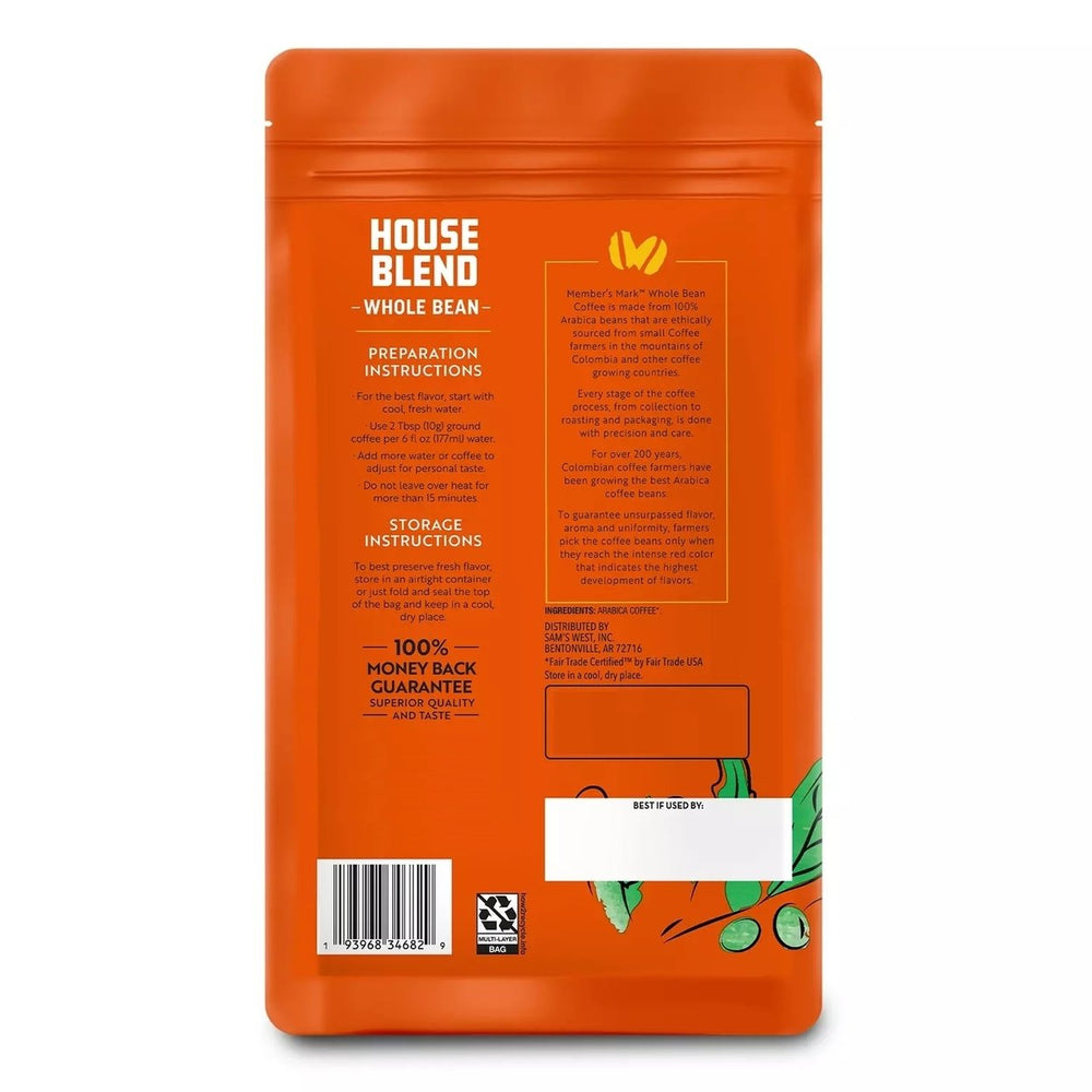 Members Mark House Blend Medium-Dark Roast Whole Bean Coffee 40 Ounce Image 2