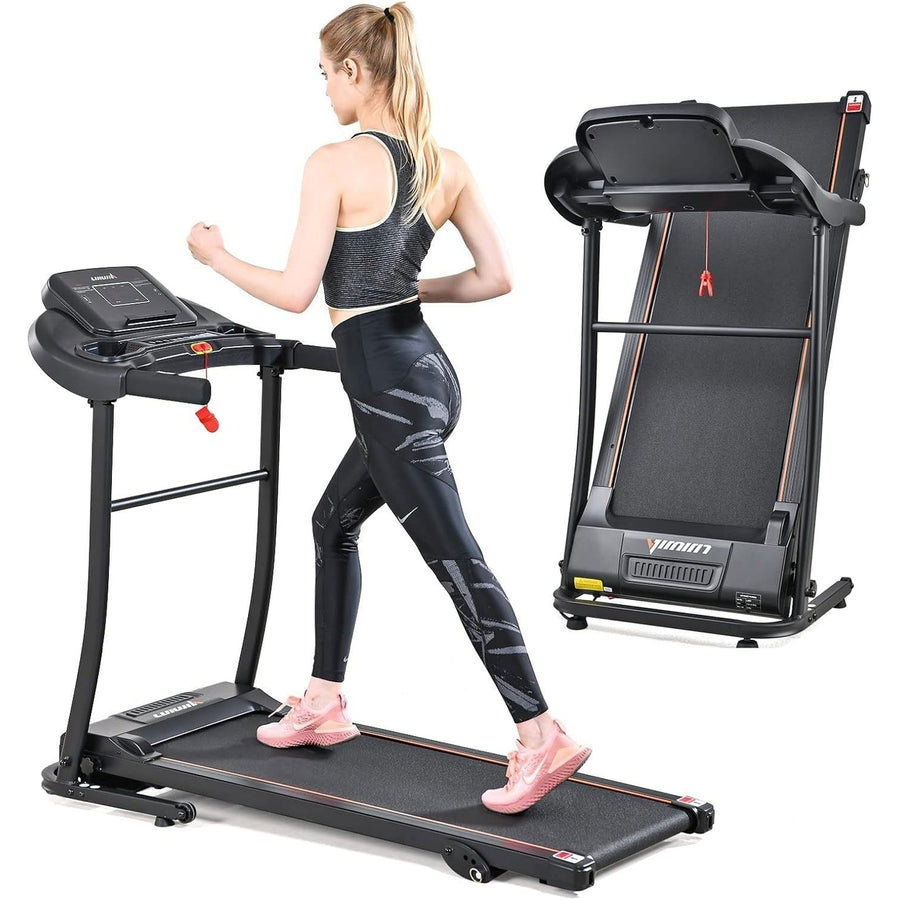 Premium Folding Incline Treadmill One-Touch Speed Buttons Shock Absorption Optional Bluetooth with Exclusive Zwift App Image 1