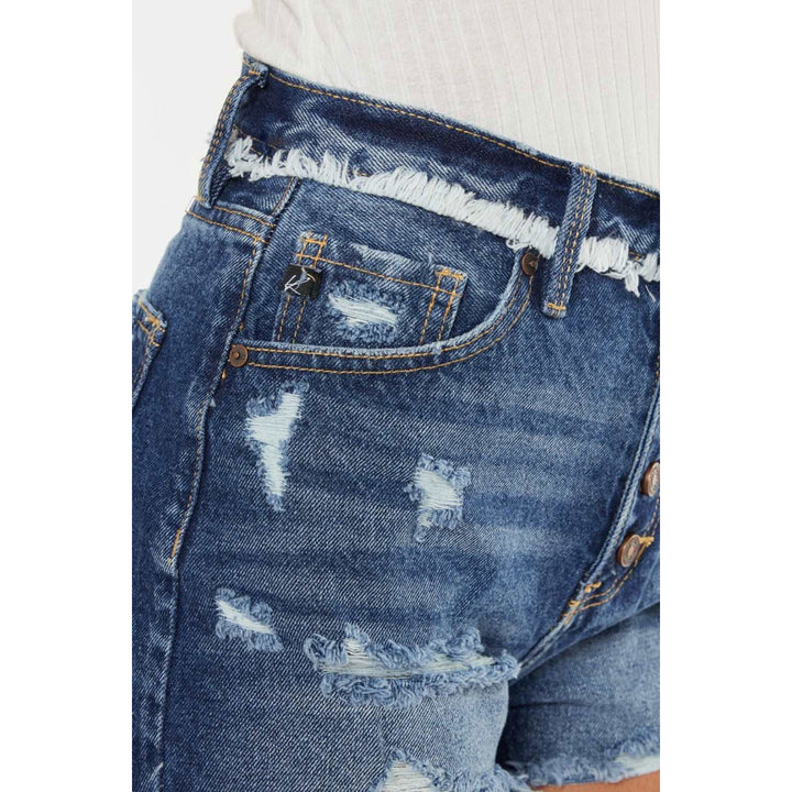 Kancan Distressed Button Fly Denim Shorts Image 10