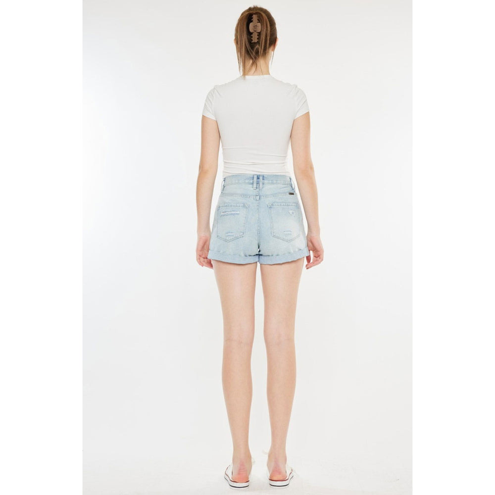 Kancan High Rise Repaired Mom Denim Shorts Image 2