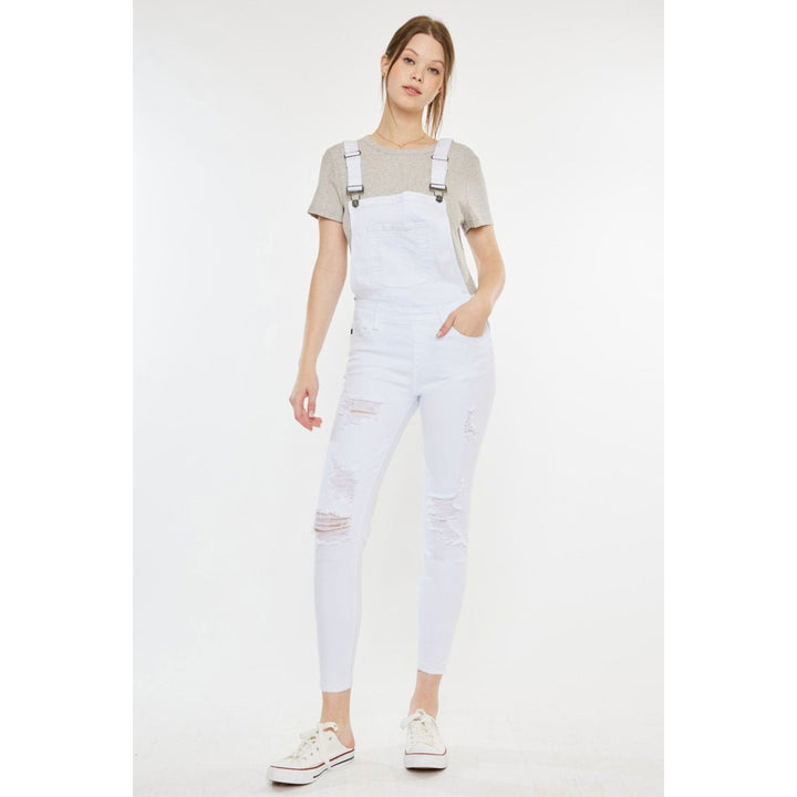 Kancan Distressed Skinny Denim Overalls Image 6