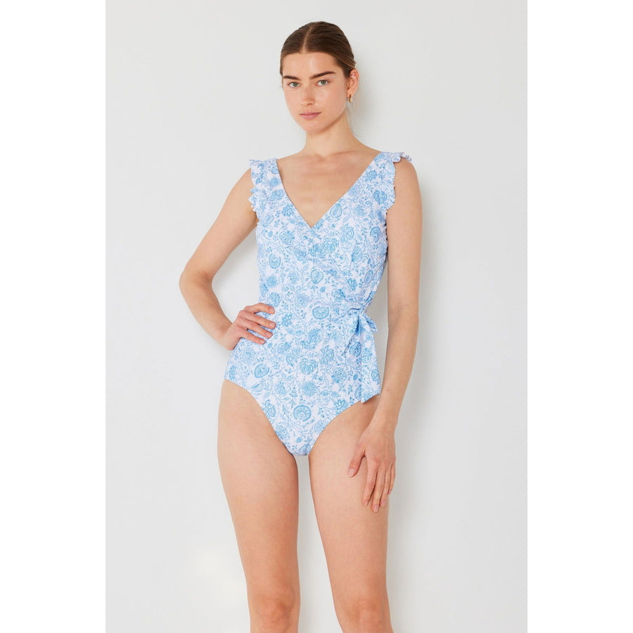 Marina West Swim Full Size Float Ruffle Faux Wrap One-Piece Swimsuit Image 1