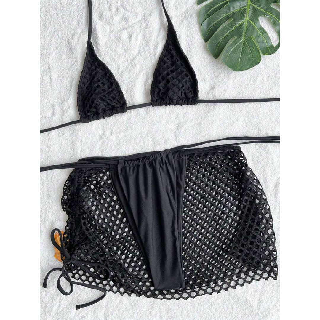 Cutout Halter Neck Three-Piece Swim Set Image 6