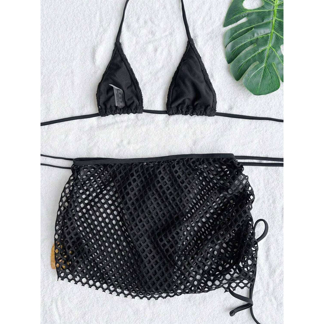 Cutout Halter Neck Three-Piece Swim Set Image 7