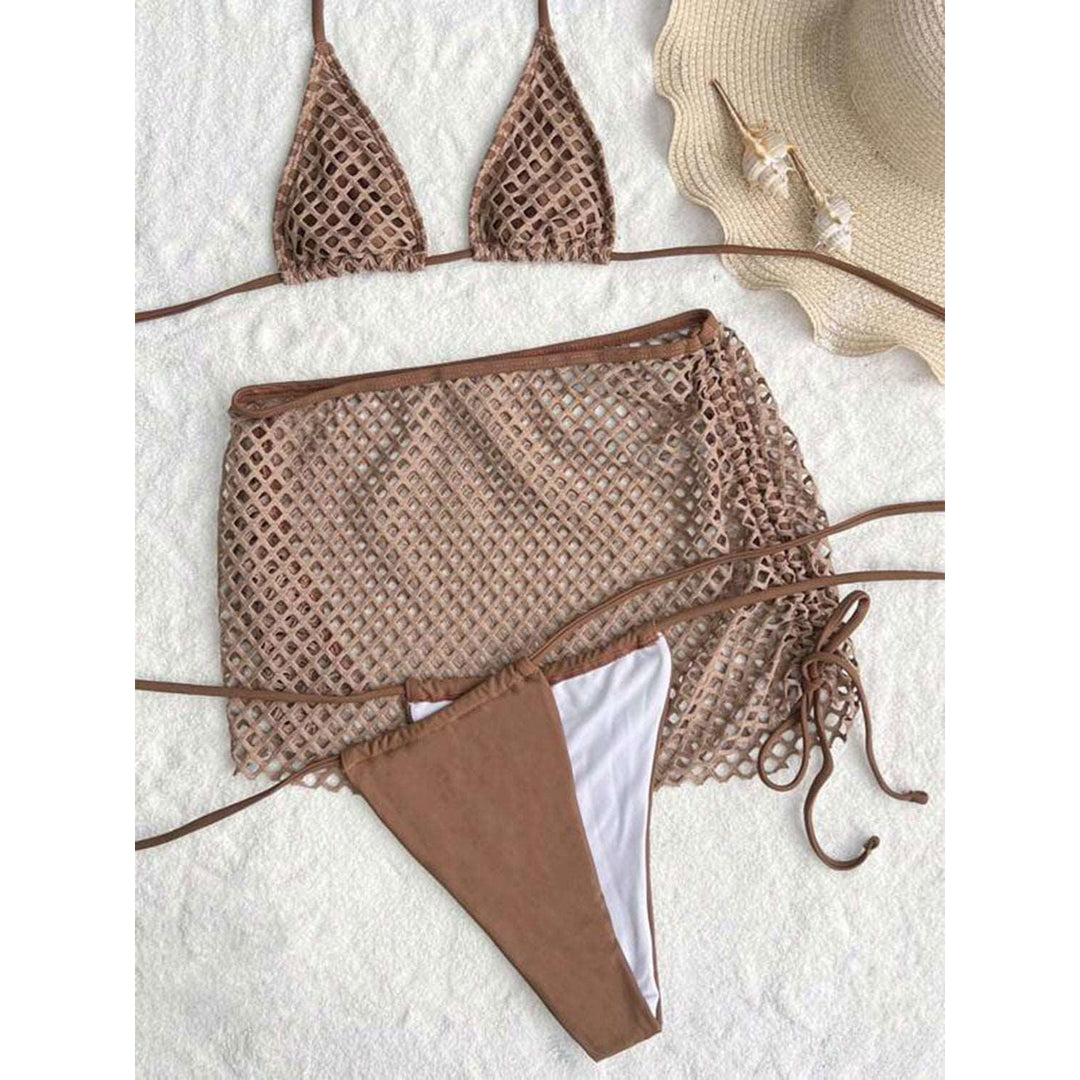 Cutout Halter Neck Three-Piece Swim Set Image 11