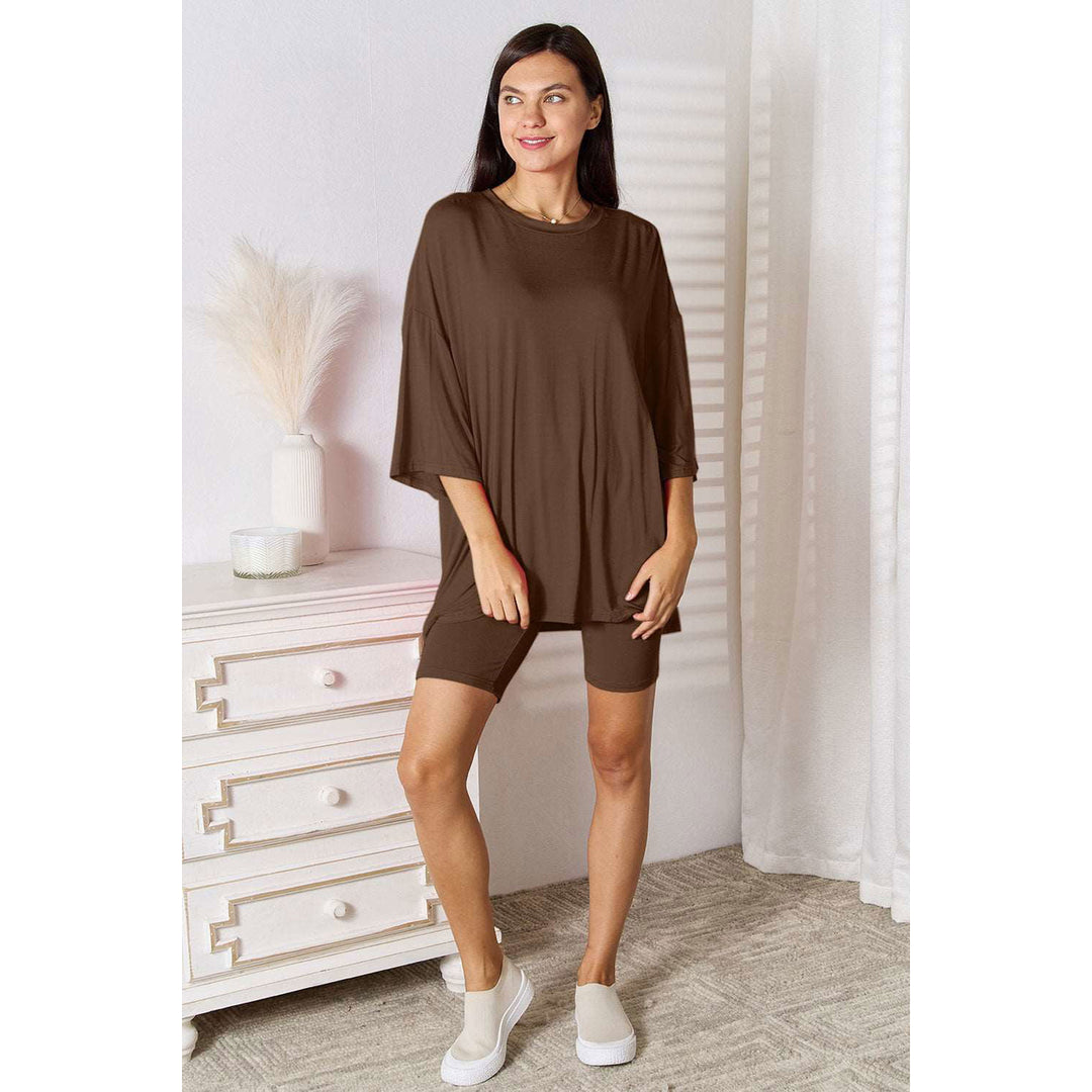 Basic Bae Full Size Soft Rayon Three-Quarter Sleeve Top and Shorts Set Image 2