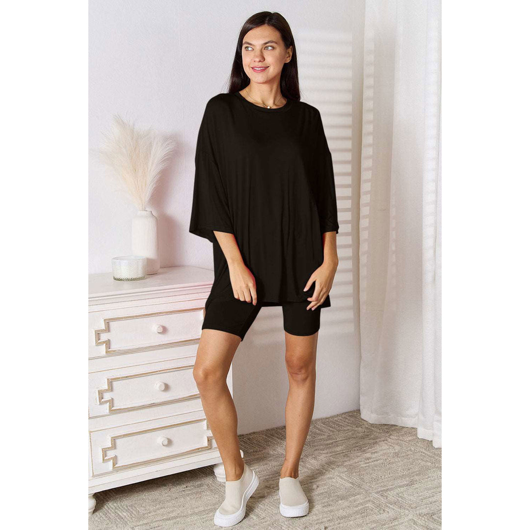 Basic Bae Full Size Soft Rayon Three-Quarter Sleeve Top and Shorts Set Image 3