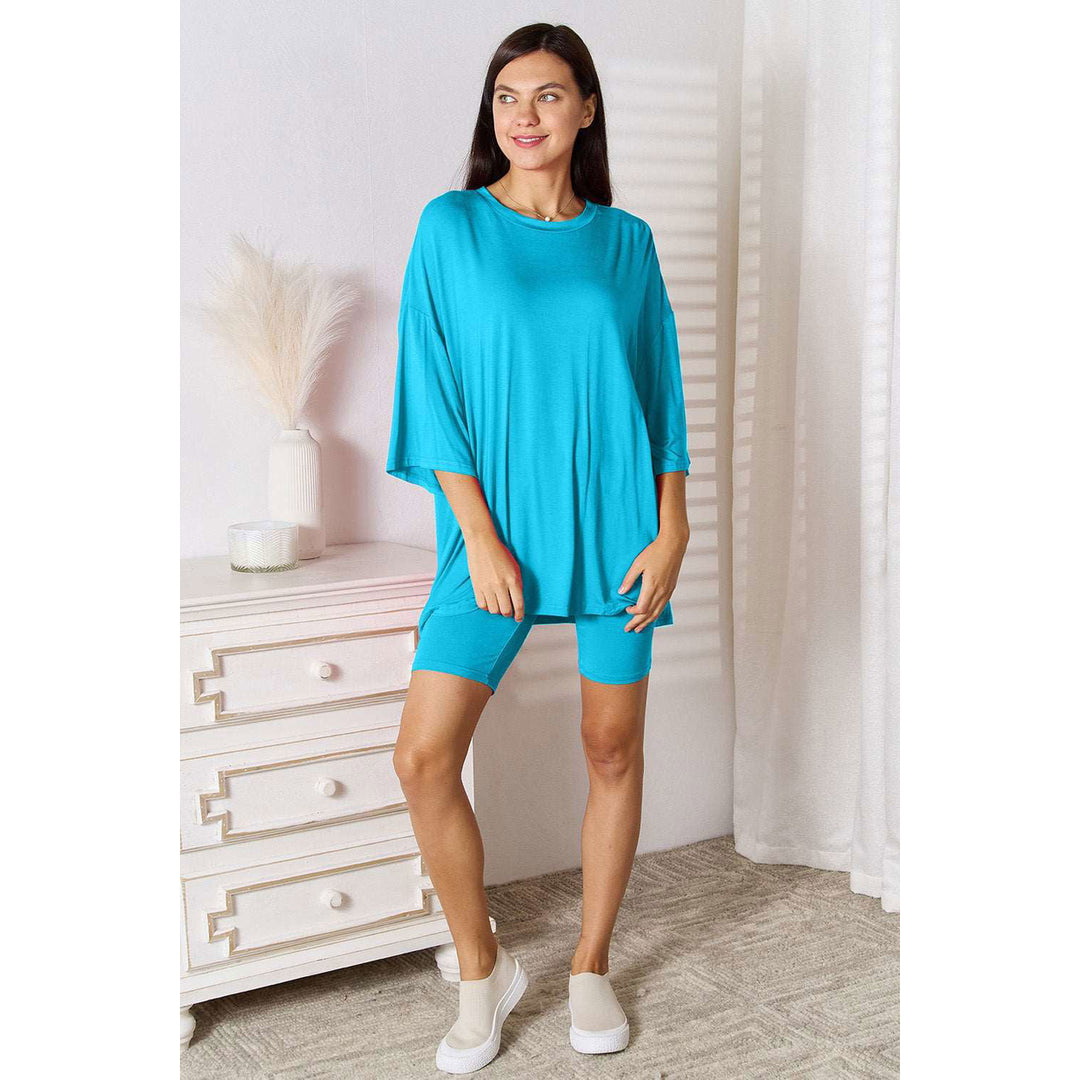 Basic Bae Full Size Soft Rayon Three-Quarter Sleeve Top and Shorts Set Image 4