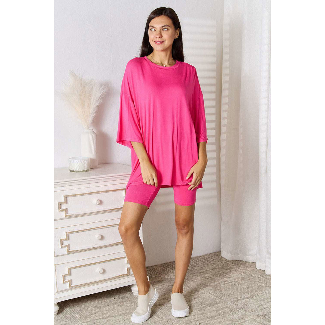 Basic Bae Full Size Soft Rayon Three-Quarter Sleeve Top and Shorts Set Image 4