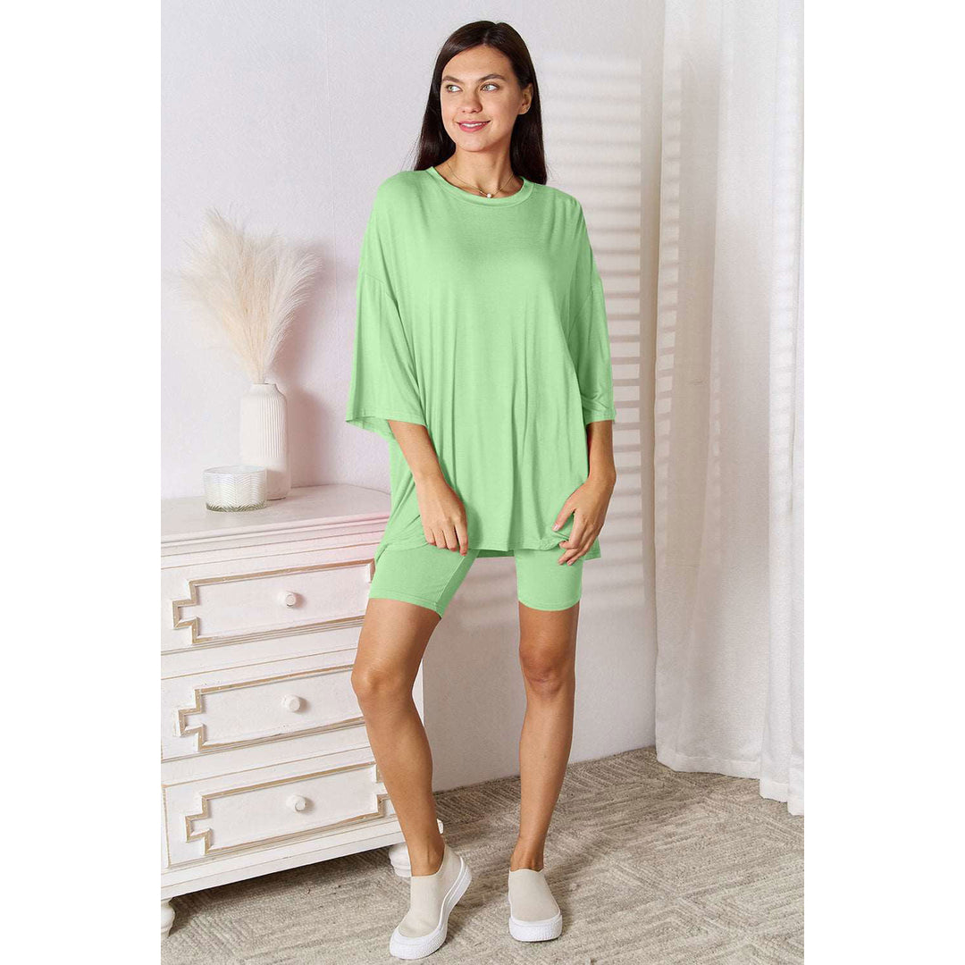 Basic Bae Full Size Soft Rayon Three-Quarter Sleeve Top and Shorts Set Image 6