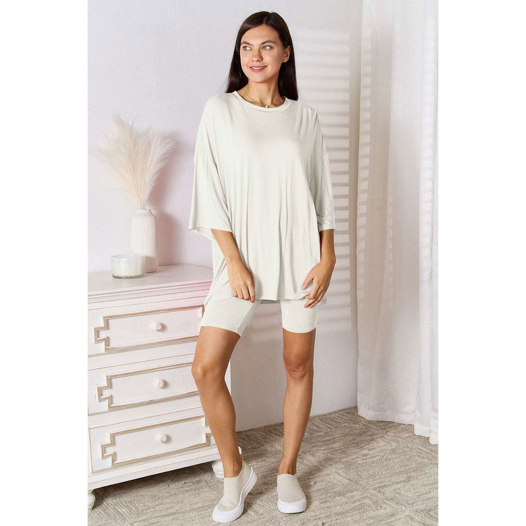 Basic Bae Full Size Soft Rayon Three-Quarter Sleeve Top and Shorts Set Image 7