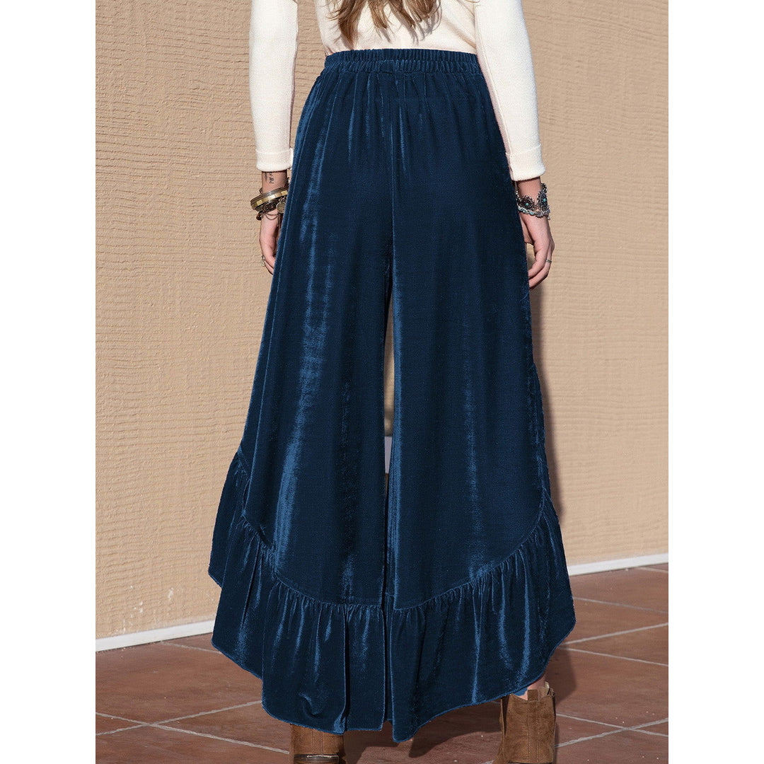 ChezWe Slit Ruffled Wide Leg Pants Image 7