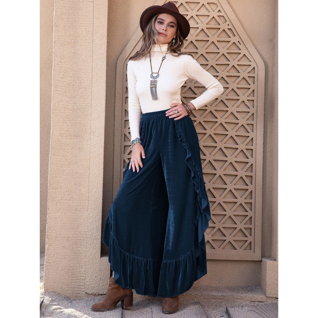 ChezWe Slit Ruffled Wide Leg Pants Image 10