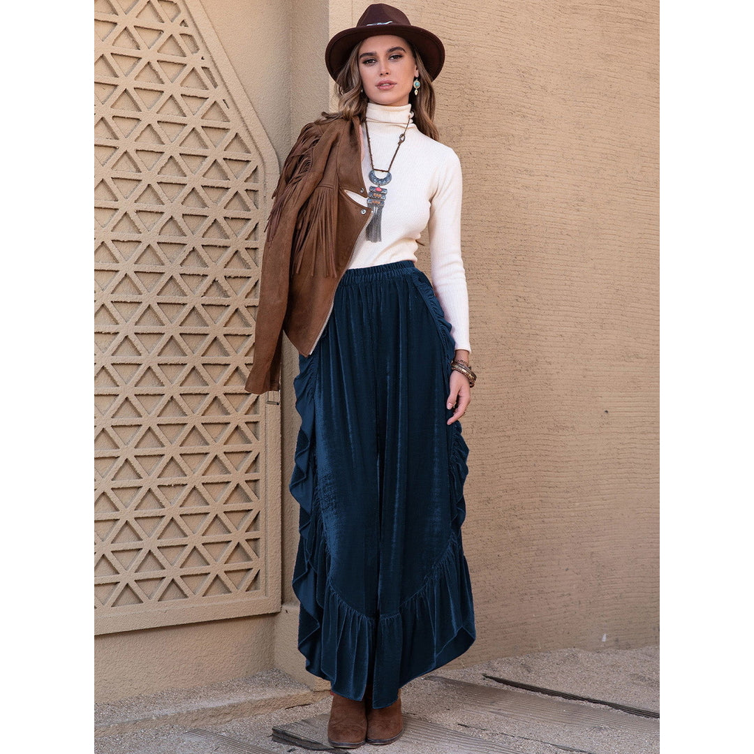 ChezWe Slit Ruffled Wide Leg Pants Image 12