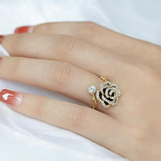 Rose Ring Ins Trendy Simple Camellia Ring Fashionable Adjustable Opening Ring Image 2