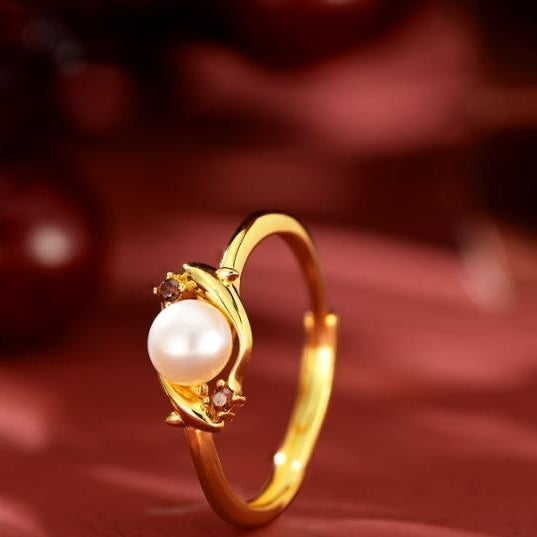 Koi Fish Ring Womens Natural Pearl Mobius Ring S925 Silver Retro Image 1