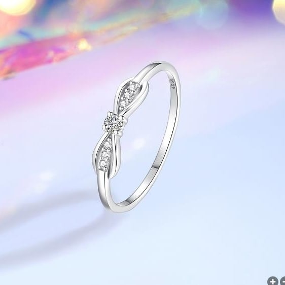 S925 Silver Bow Simple Ring Female SHEIN Finger Ring Stacked Ins Style Ring Image 1