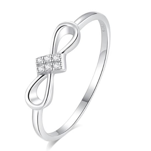 Simple index finger ring S925 pure silver layered bow hollow ring Image 1