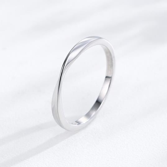 S925 sterling silver Mobius ring womens ring simple style stacked plain ring index finger Valentines Day gift Image 1