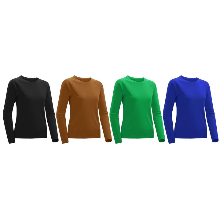 4-Pack Womens Long Sleeve T-Shirts Ultra Soft Plus Size Casual Wear Random Colors Image 1