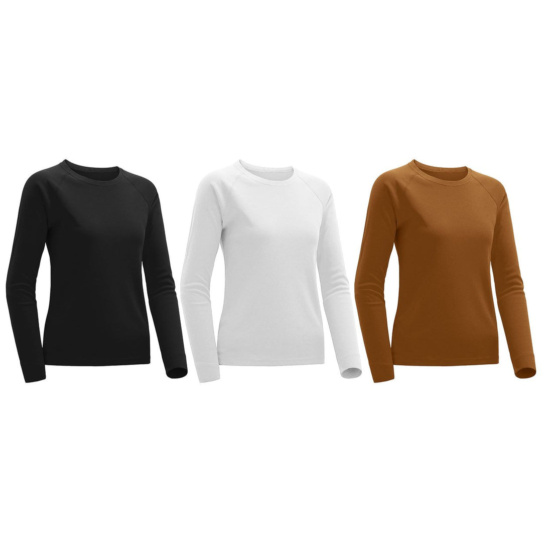 Womens Long Sleeve T-Shirts 3 Piece Set Ultra Soft Plus Size Casual Wear Image 4