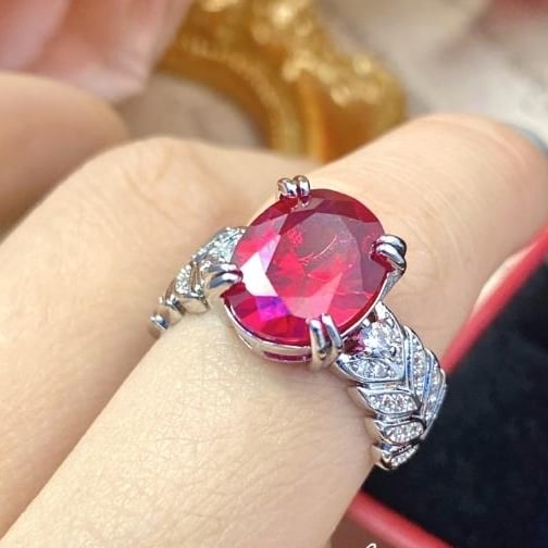 Light luxury Cupids Arrow Ruby Ring versatile temperament high carbon diamond red corundum womens ring Image 1