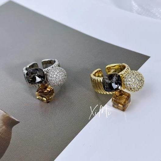 Advanced crystal ring for women niche light luxury exquisite design fashionable Instagram style internet celebrity Image 2