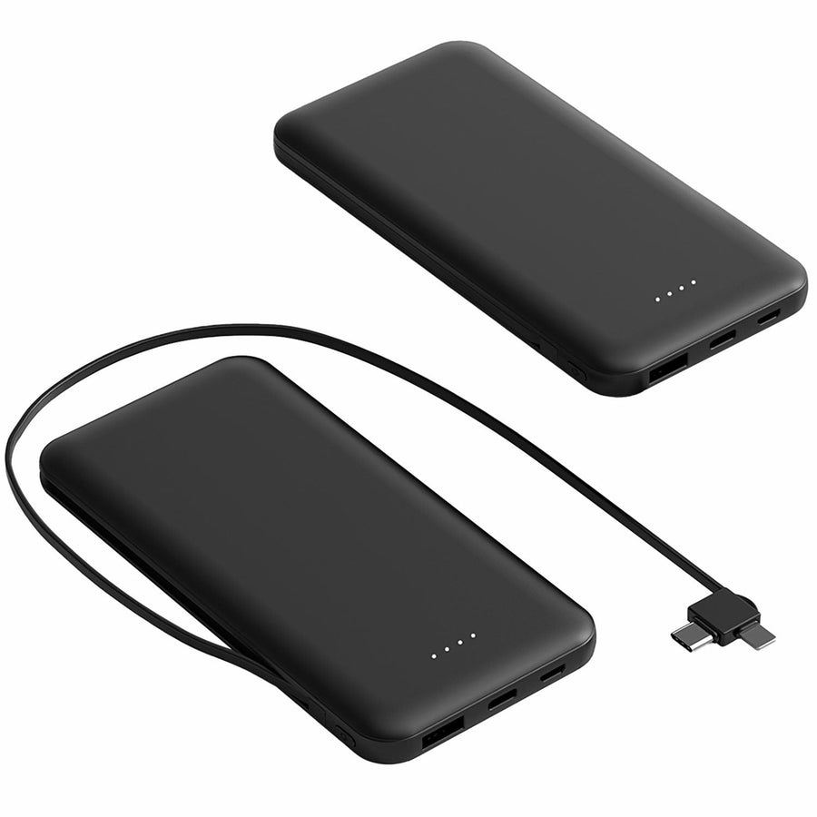 10000mAh Power Bank Portable Phone Charger External Battery Pack with LT Type C Double-ended Cable Type C USB Cable Image 1