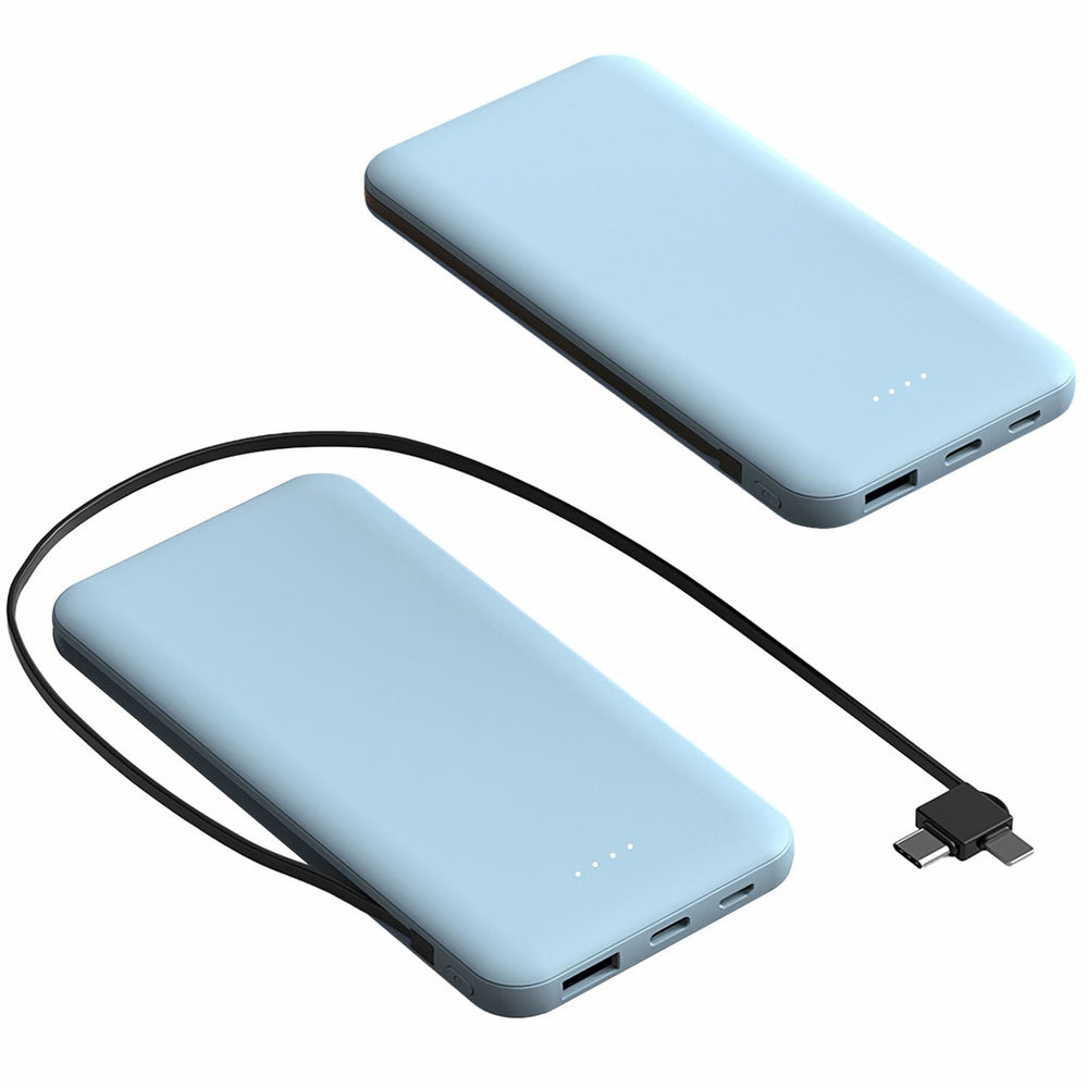 10000mAh Power Bank Portable Phone Charger External Battery Pack with LT Type C Double-ended Cable Type C USB Cable Image 2