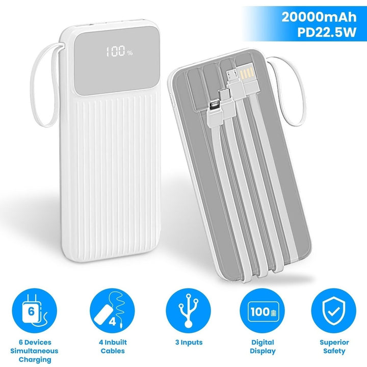 5W Fast Charger 20000mAh Fast Charging Power Bank Portable Charger with 4 Inbuilt Cables Digital Display Handle For Image 4