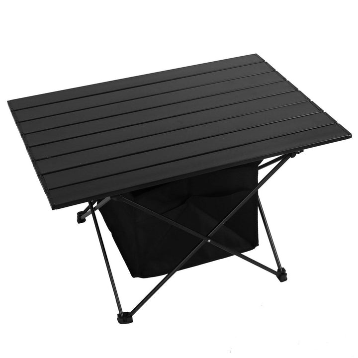 Foldable Camping Table With Storage Basket Rustproof Portable Aluminum Alloy Roll-Up Camping Table Image 2