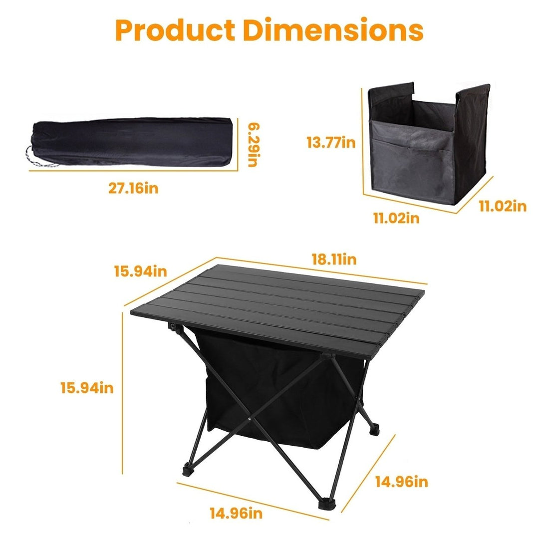 Foldable Camping Table With Storage Basket Rustproof Portable Aluminum Alloy Roll-Up Camping Table Image 9