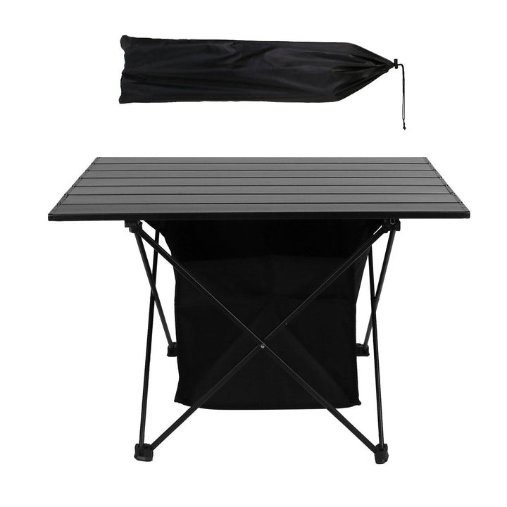 Foldable Camping Table With Storage Basket Rustproof Portable Aluminum Alloy Roll-Up Camping Table Image 12