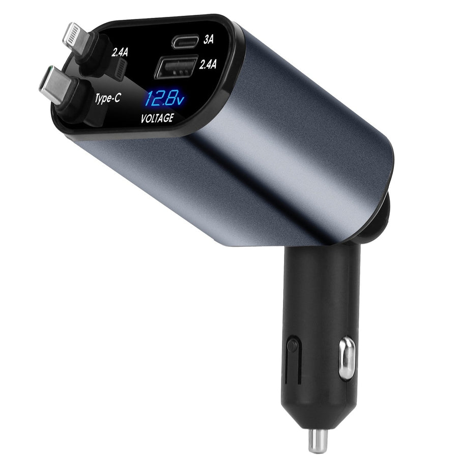 100W 4 In 1 Fast Car Charger USB C Car Charger 180 Adjustable Car Phone Charger Image 1