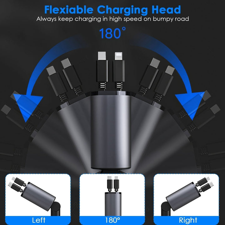 100W 4 In 1 Fast Car Charger USB C Car Charger 180 Adjustable Car Phone Charger Image 9