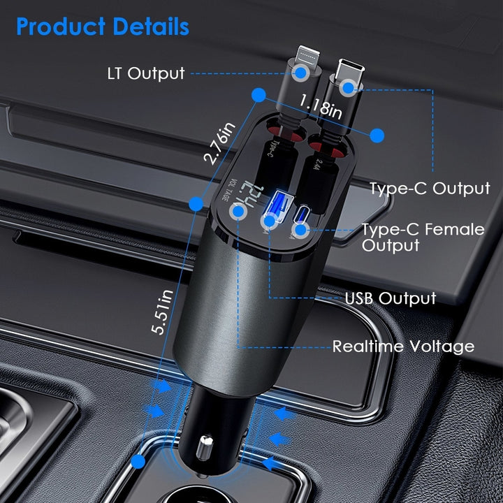 100W 4 In 1 Fast Car Charger USB C Car Charger 180 Adjustable Car Phone Charger Image 10