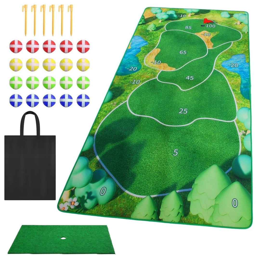 Golf Game Set Golf Game Training Mat Chipping Mat 20Pcs Sticky Golf Balls Indoor Outdoor Golf Practice Mat Image 1