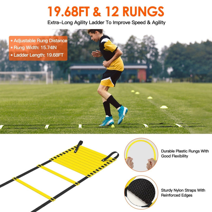 Kids Soccer Goal Training Equipment Set For Backyard Foldable 4x3FT Soccer Net Agility Ladder Image 4