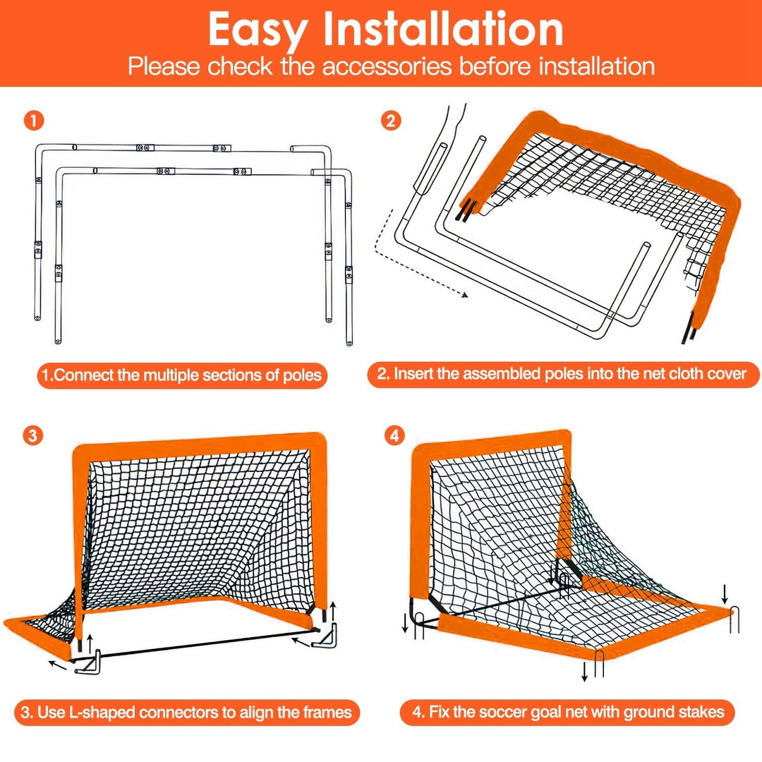 Kids Soccer Goal Training Equipment Set For Backyard Foldable 4x3FT Soccer Net Agility Ladder Image 6