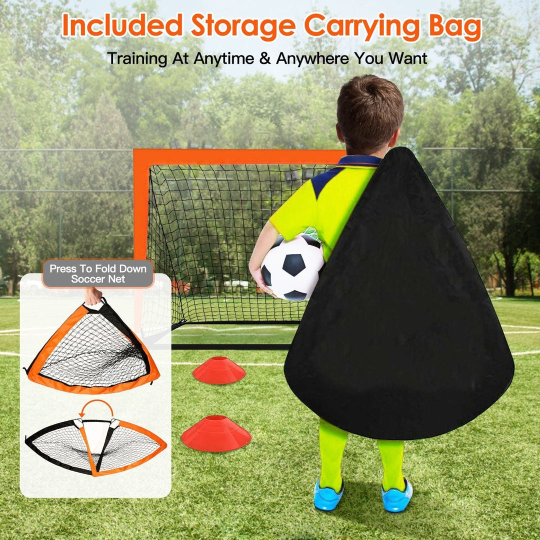 Kids Soccer Goal Training Equipment Set For Backyard Foldable 4x3FT Soccer Net Agility Ladder Image 7